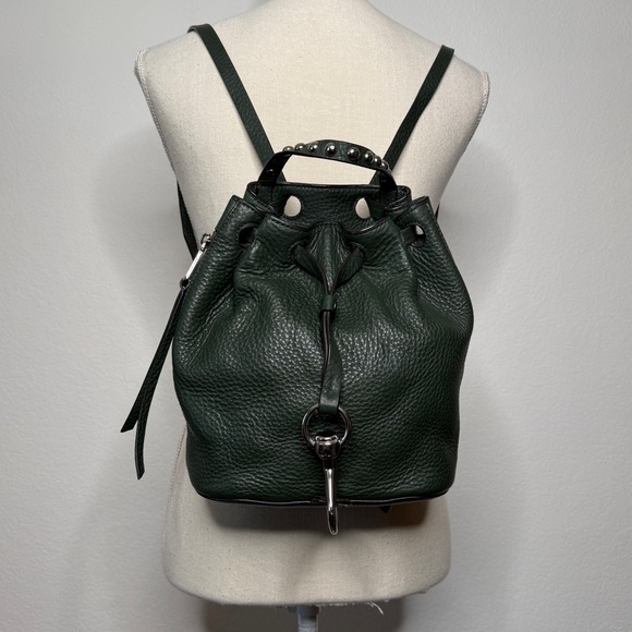 Rebecca Minkoff Handbags - Rebecca Minkoff Blythe Studded Leather Green Backpack Silver Hardware